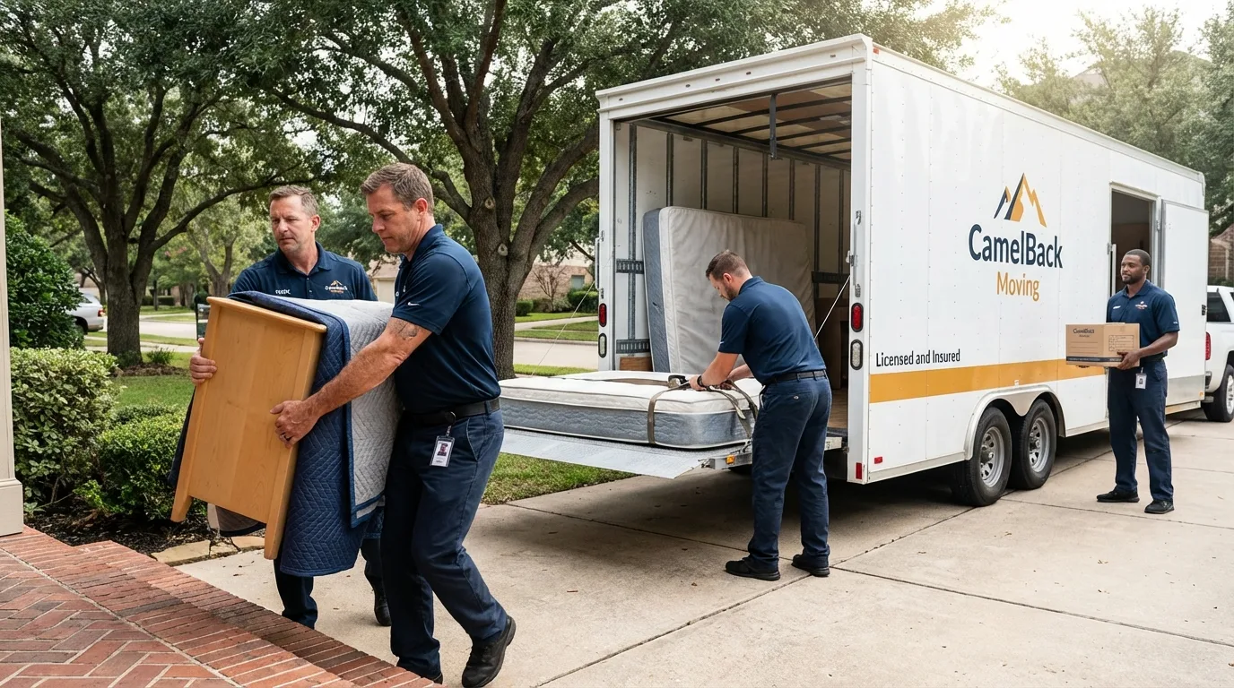 Crew loading residential truck for cross-state move from San Luis, CO