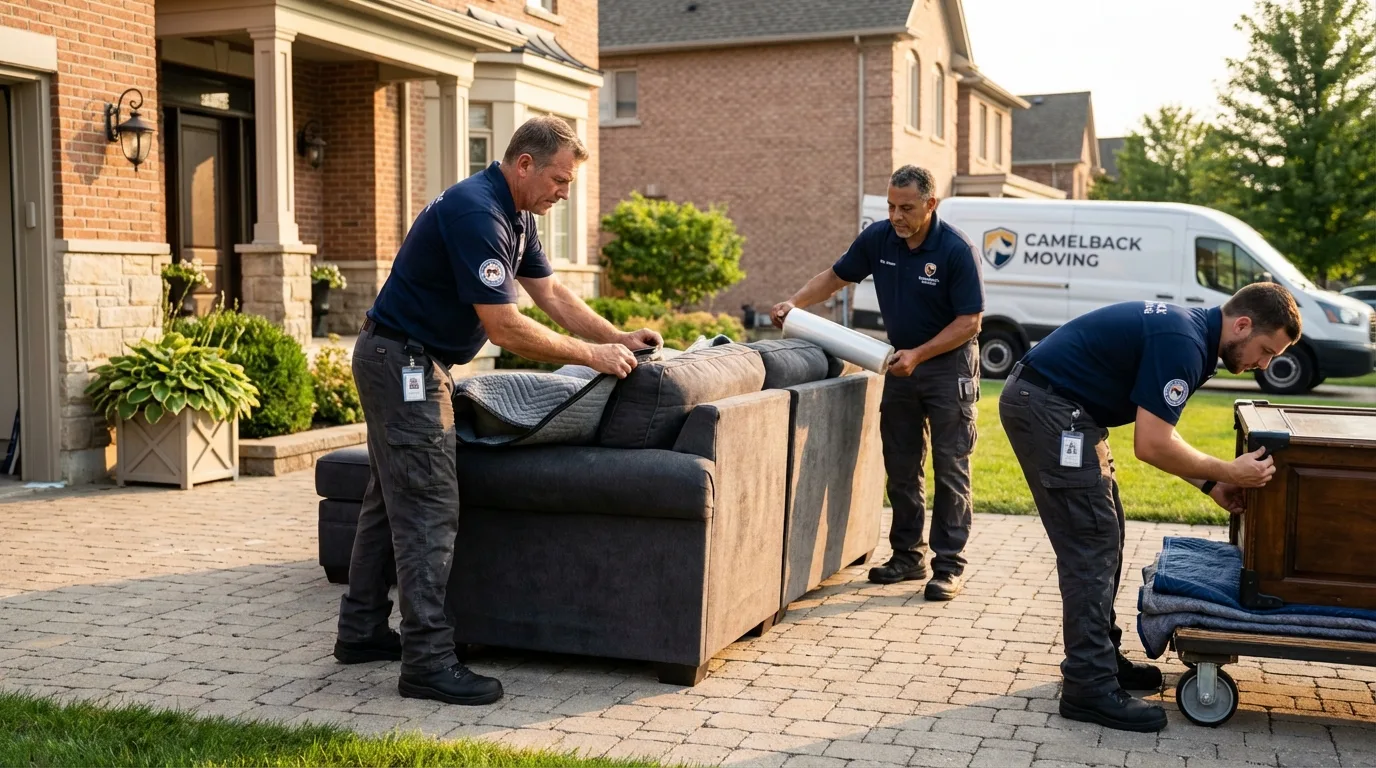 Large estate moving crew wrapping furniture in San Luis, CO