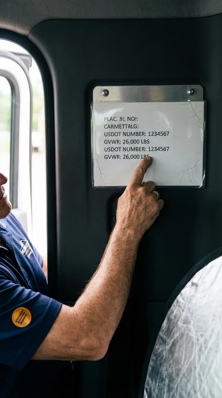 USDOT licensing placard verification in San Luis